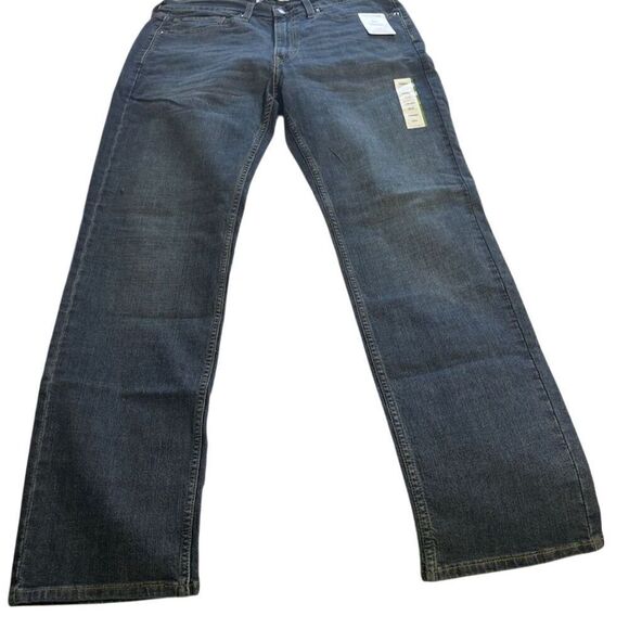 Levi's Men's Straight Fit Jeans Waist 34 Dark Wash Blue Denim - Picture 2 of 10